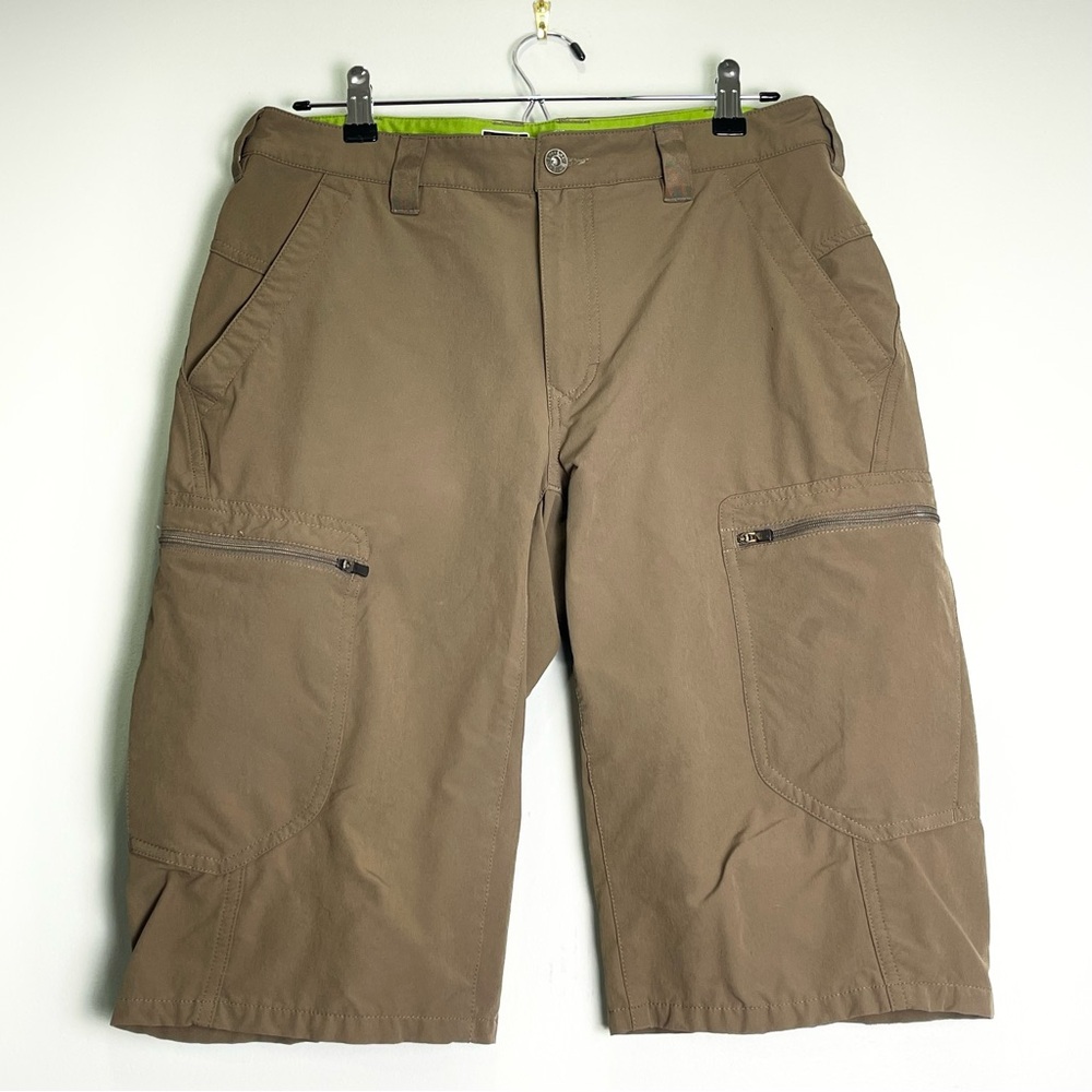 REI Men Cargo Shorts Brown Nylon Stretch Zip Pockets Inseam 14" Outdoors Size 32